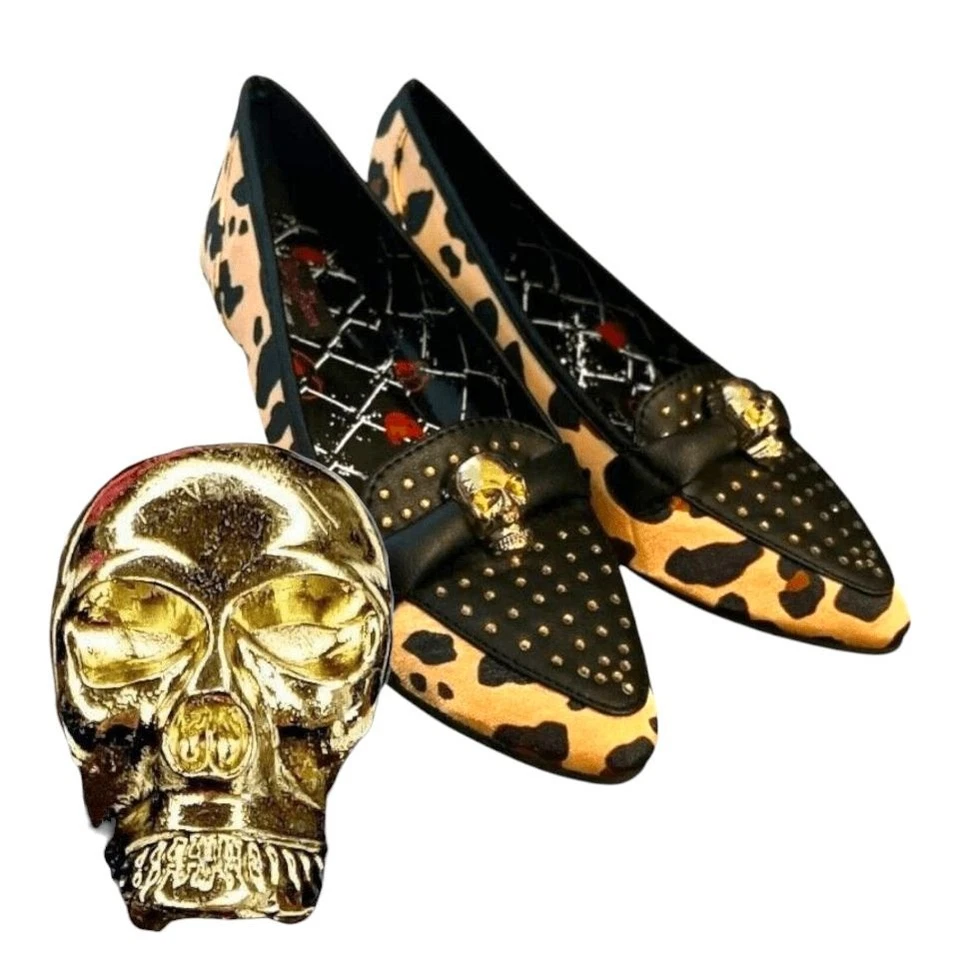 Abbey Dawn Shoes Skull Accents Black Flats Avril Lavigne SZ 9 Gothic Halloween - Image 3 of 4