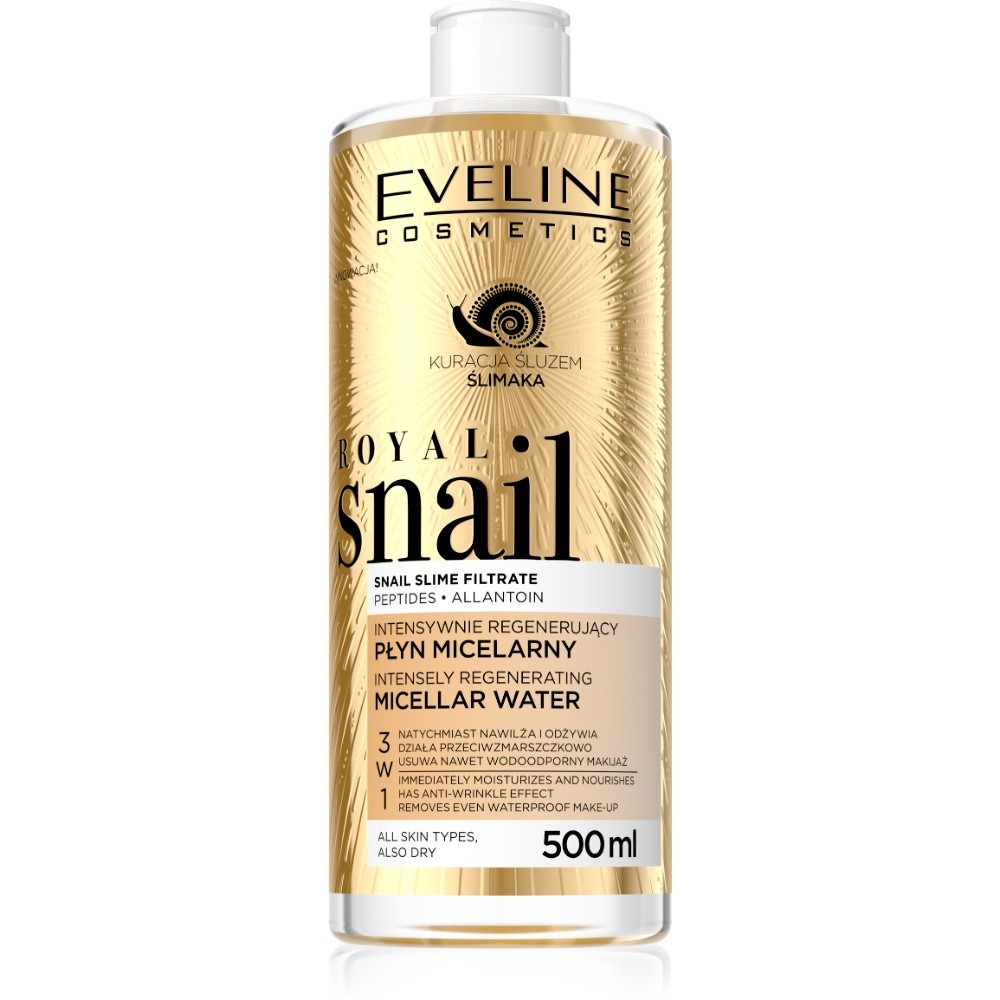Eveline Cosmetics Royal Snail Intensively Regenerating Micellar Water - Royal Snail for Nourishing Makeup Removal & Skin Regeneration, 500ml - Image 2