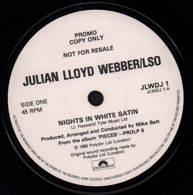 JLWDJ1 Julian Lloyd Webber Nights In White Satin 7'' Vinyl UK Polydor 1985 Promo