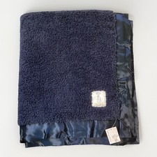 LITTLE GIRAFFE Chenille Baby Blanket Satin Trim 37x32 Navy Blue Lovey Security