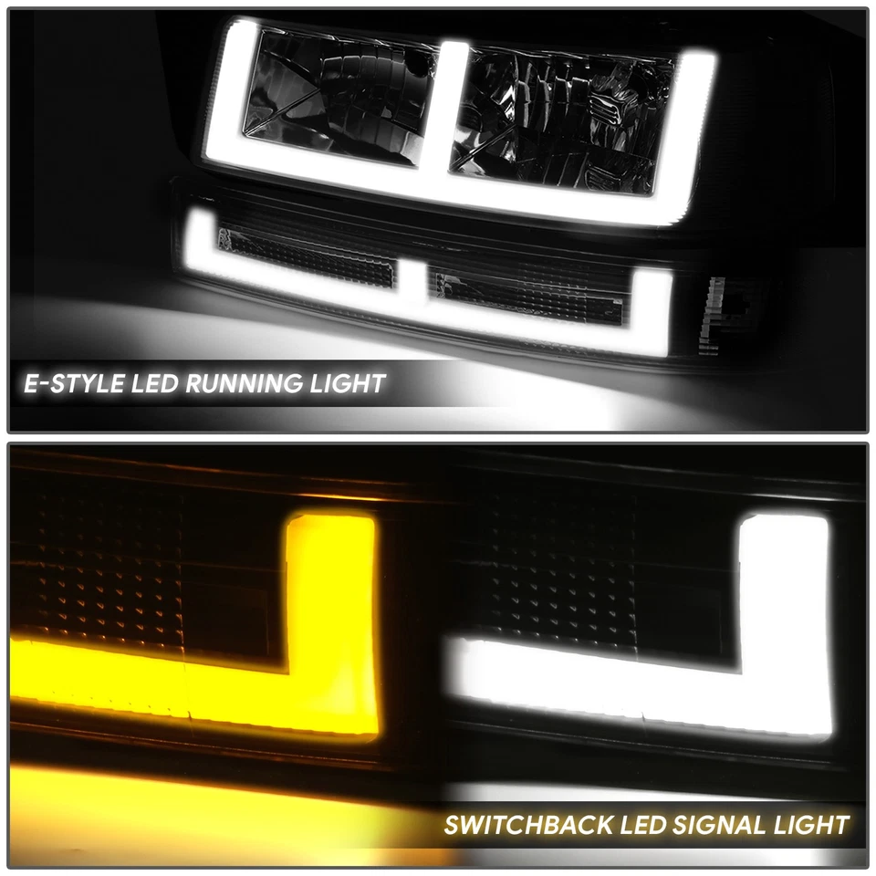 适用于 2003 - 2023 Express/Savana 1500 - 3500 Switchback E-LED 杆 DRL 车头灯 铬 — 第 3/4 张图片