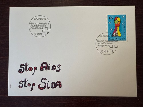 SWITZERLAND FDC COVER 1994 YEAR AIDS SIDA HEALTH MEDICINE STAMPS