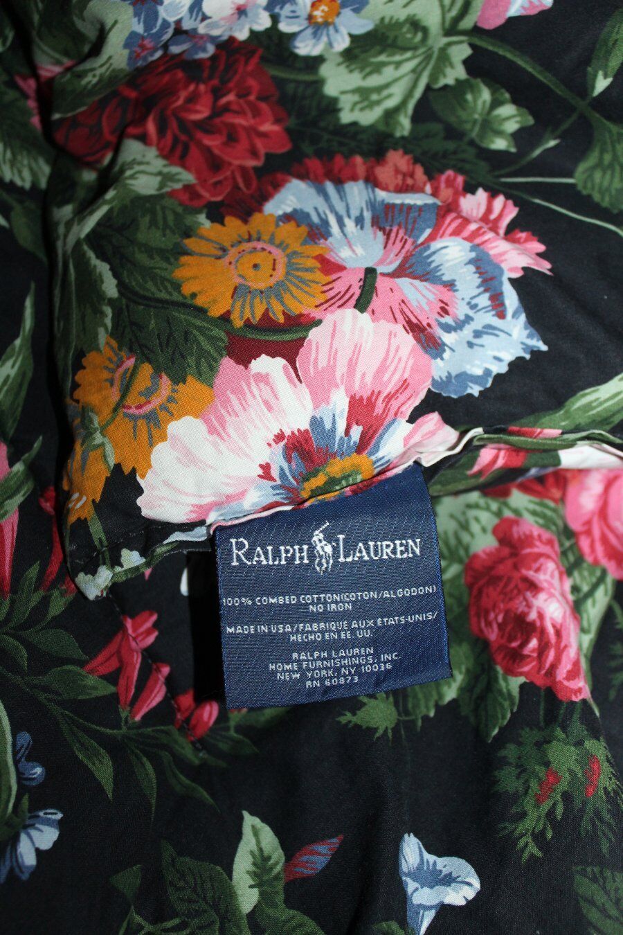 Ralph Lauren Cossette Isadora Full Queen Black Floral Chintz Comforter