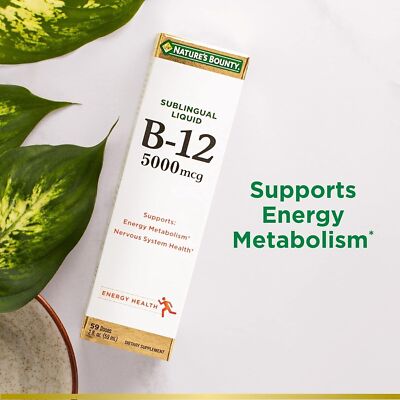 Liquid B12 5000 mcg Sublingual B-12 Energy Metabolism Support Free Shipping