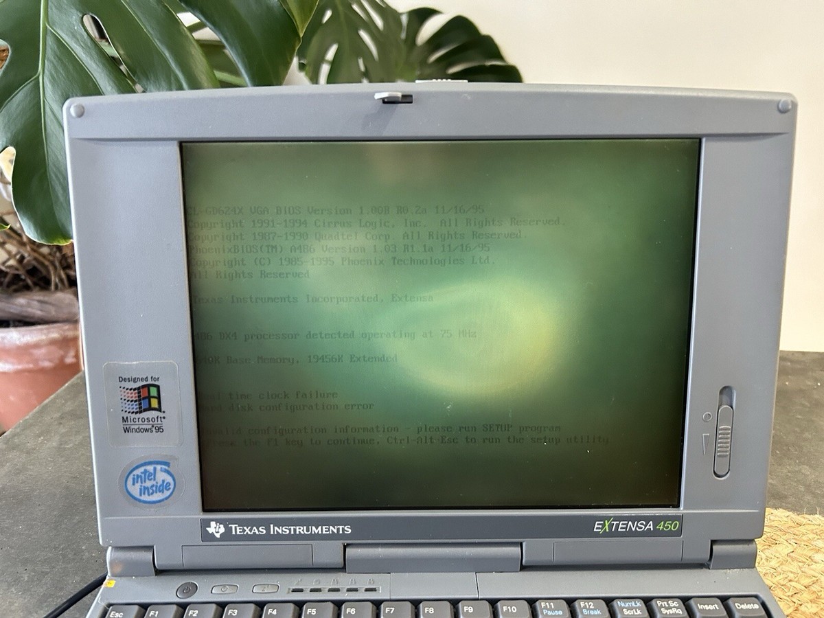 コンピュータ・IT PC-Transer ej for Macintosh Ver.5.0 Texas Instruments Extensa 450 Vintage Laptop Turns On For Parts No