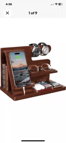 WOOD PHONE DOCKING STATION Organizer Brown TESLYAR