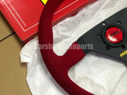 MOMO MC classic 350mm 14' Red Suede Leather Sport Steering Wheel thicked spoke - Picture 3 of 9