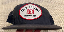 Topo Designs Hat Snapback Trucker Logo USA Made Blue Gray Patch Outdoor Cap
