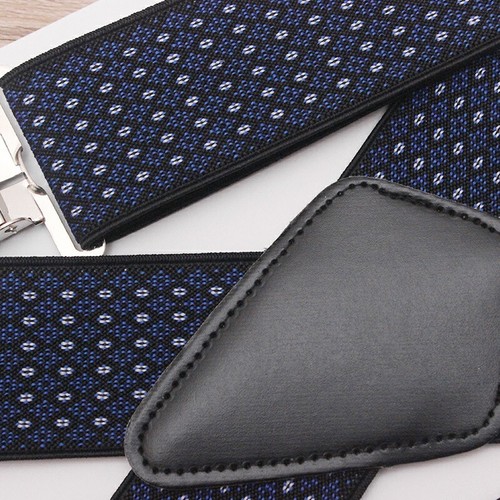 Pantalone Uomo Resistente Bretelle Larghe con 4 Clip Forti X Stile Bretelle Cinture - Foto 49 di 52