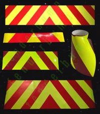 Rear Safety Chevrons Red Reflective & Dayglo Yellow Choose Sticker OR Magnetic