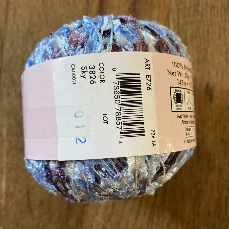 1 Skein Tiki Yarn Red Heart 1.76 oz Color 3826 Sky 100% Nylon - Image 2 of 2