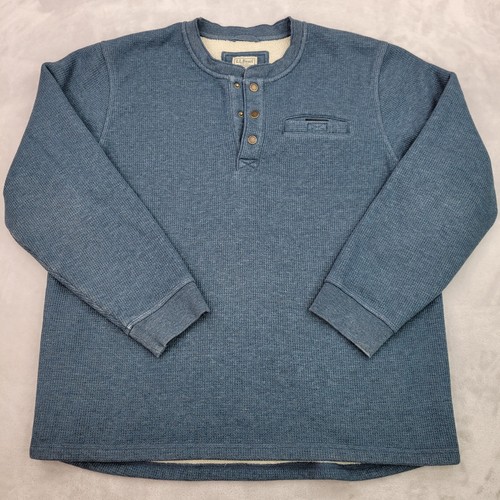 Chemise LL Bean homme taille L bleu Henley River Driver