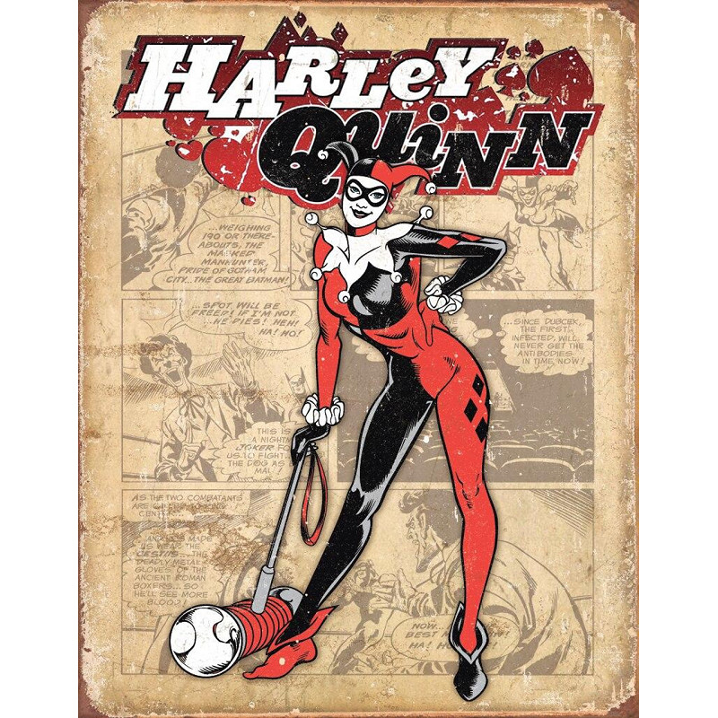 Plaque métal Harley Quinn 30x40 cm déco murale en acier vintage DC Comics