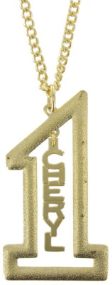 Vintage Gold Tone Number #1 Name Plate Pendant 2 1/2'' + Necklace 22'' - Cheryl