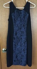 Banana Republic Women Black Blue Snake Career Evening Stretch Fitted Dress 10