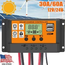 Solar Charge Controller DC 12V 24V Lithium Battery Charger Panel Regulator US