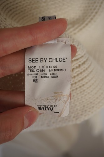 top See By Chloe Beige Open Knit Cotton Cardigan Size USA 6 Made In Italy - Picture 14 of 16