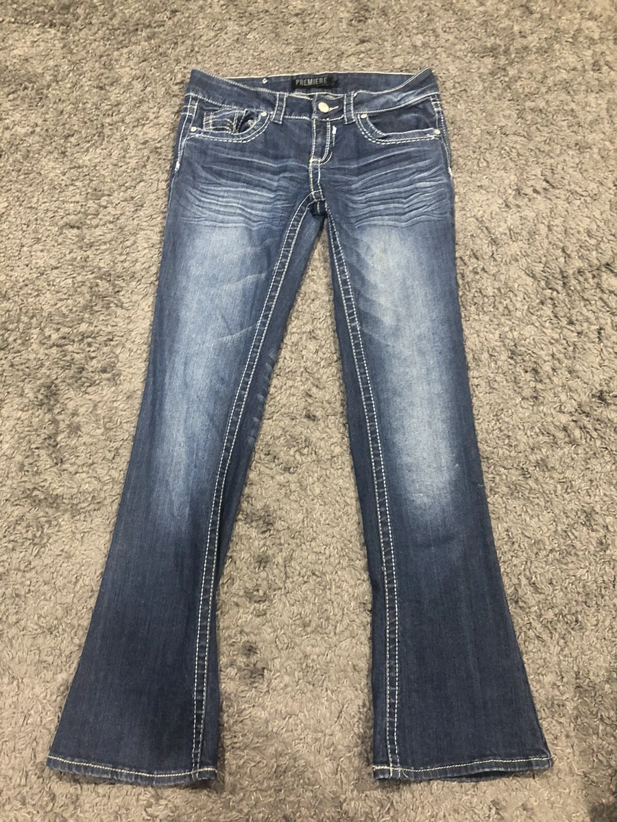 Premiere Rue 21 Low Rise Slim Boot Jeans Size 5 6 Distressed