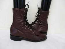 Justin Burgundy Leather Lace Kiltie Cowboy Boots Womens Size 5.5 B Style L0510