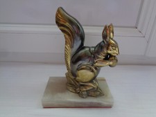 1 SERRE LIVRE ECUREUIL EN REGULE SUR SOCLE MARBRE  ART DECO  H : 17 CM