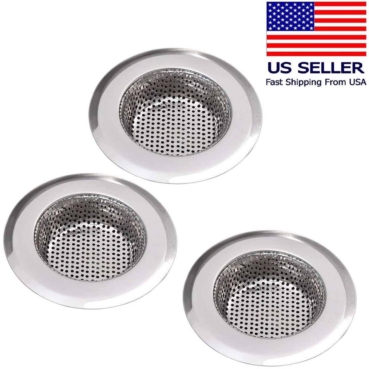3pc In Sink Strainer Drainer Cover Stopper Kitchen Basin Bath Filter  Mesh