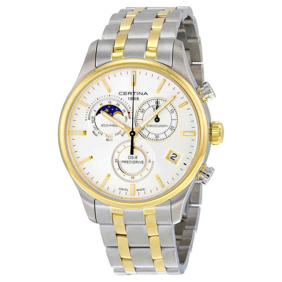 Certina DS-8 Chrono Moonphase Silver Dial Two-tone Men Watch C0334502203100