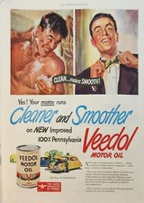 1947 Veedol Motor Oil Vintage Ad Clean Means Smooth