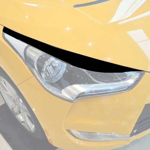 For Hyundai Veloster 11-17 Gloss Black Headlight Eyelid Eyebrow Cover Strip Trim - Picture 3 of 9