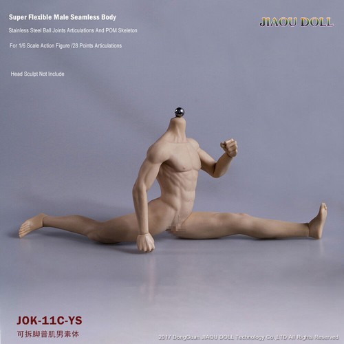 1/6th JIAOU DOLL Male Seamless Skeleton Tan Muscle Body Action Figure JOK-11C-YS - 第 7/8 張圖片
