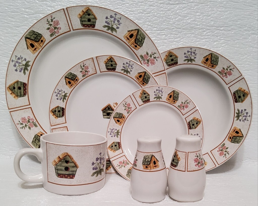 Gibson Home Sweet Home 2000 22 piezas juego de cerámica fina para 4 bonito patrón de campo