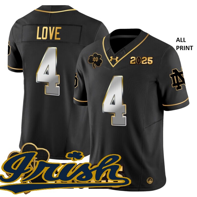 Notre Dame Fighting Irish  #4 JeremiyahxLove 2025 CFPxFinal Jersey – All Print