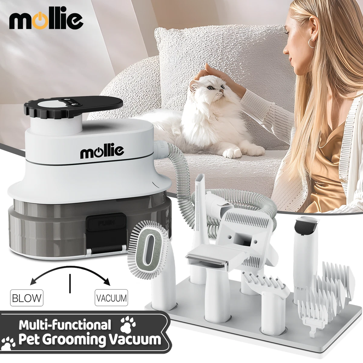 Dog shedding brush vacuum hot sale