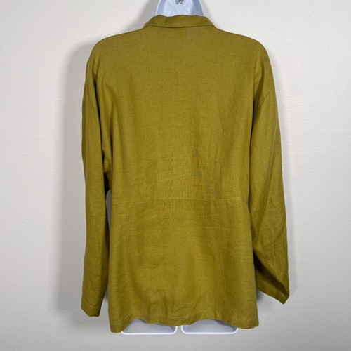Vintage Kiko Womens Linen Top Size S Green Lagenlook Relaxed Comfort Casual - Picture 2 of 9