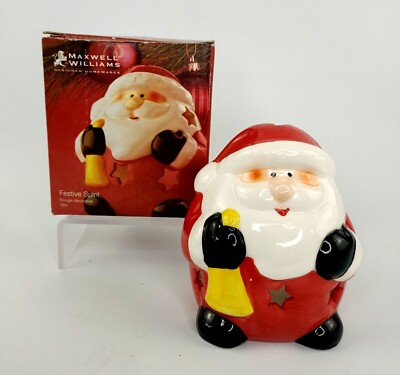Christmas Santa Ceramic Tealight Holder Maxwell Williams NOS Boxed, Red White 