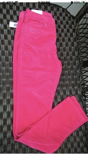 New Gap Girls pants skinny fit velvet pink sz 7 stretchy adjustable waist