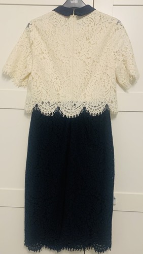 Phase Eight Mandy Layered Lace Dress in Navy And Cream Size 8 Wedding - Picture 2 of 8