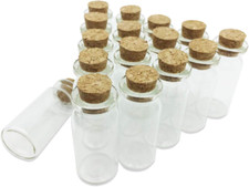 16 Pack Mini Glass Bottles with Cork Lids 10ml Small Jars for Crafts Favors