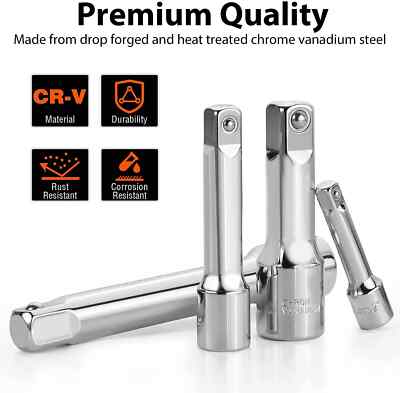 Set Di Chiavi A Bussola Da 3/8" Con Cricchetto Da 3/8", Barra Di Estensione 150 Mm, Bussole 10, 11, 12, 13, 14, 15, 17, 19, 22, 24 Mm, Dimensione - Foto 11