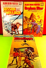 3 LOT Alan Dean Foster Sci-fi Novels: Bloodhype/Mission to Moulokin/Orphan Star