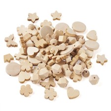 1 Box White Natural Wooden Unfinished Wood Beads Pendants DIY Decoration Crafts