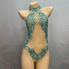 Sequin RAVE EDC Dancer Singer Carnival Dance Costume Night Club Bodysuit Leotard
