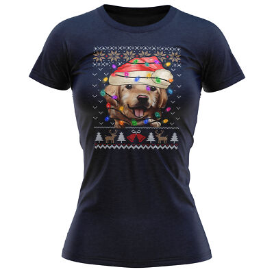 Golden Retriever Christmas Fairisle Damen T-Shirt Shirt Hundebesitzer ihre Besitzer...