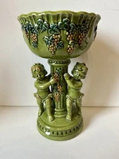 Lefton Renaissance Double Cherub Pedestal Bowl Vintage 1950’s Japan 9.5” Tall