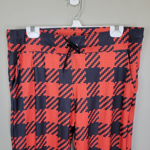 Dren Designs Orange And Black Large Plaid Polyester Spandex Joggers Size 3X/4X - Picture 2 of 6