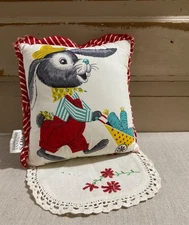 Vintage Bunny Rabbit Pillow by Two's Company 8"x8"