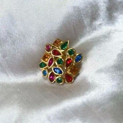Yves Saint Laurent Brooch Gold Color Stone YSL Vintage Costume