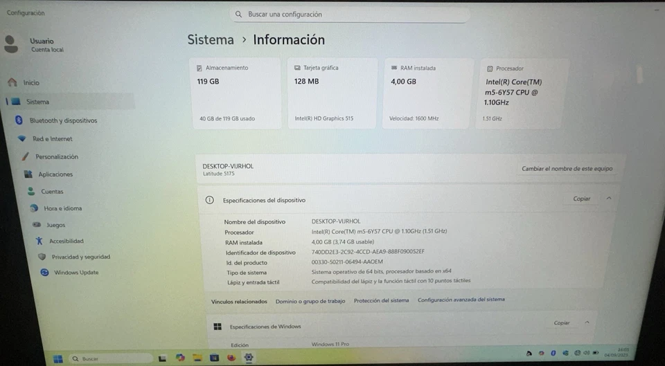 Dell Latitude 5175 4gb 128gb SSD Win11 Pro IPs 10,8" WLAN Bluetooth 2 En 1. - Imagen 4 de 4
