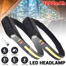 1/2Pack COB Headlamp Night Buddy LED Motion Sensor Head Torch Headlight Lamp AAG