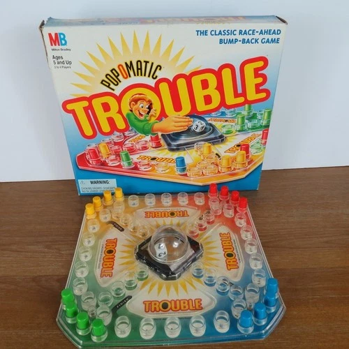 Vintage PopOmatic Trouble Board Game Milton Bradley Complete 1986 1994