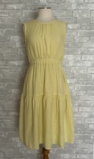 Everlane Size 6 Yellow Linen Tiered Dress Open Back Midi with Elastic Waist